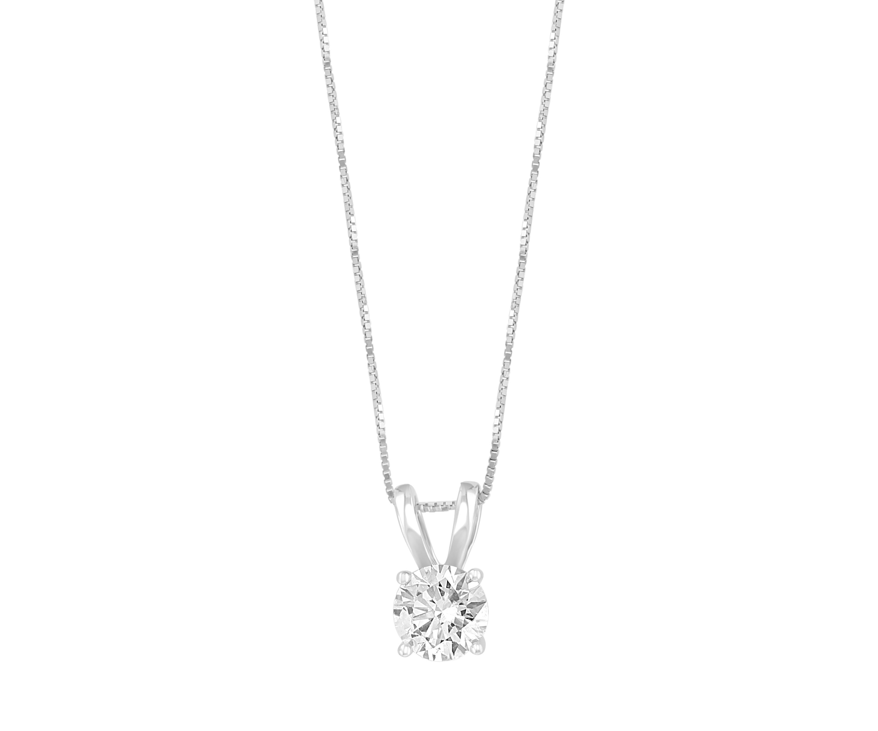 14K White Gold Lab Grown Diamond Pendant (with 1/2 ct. t.w. Center Size)