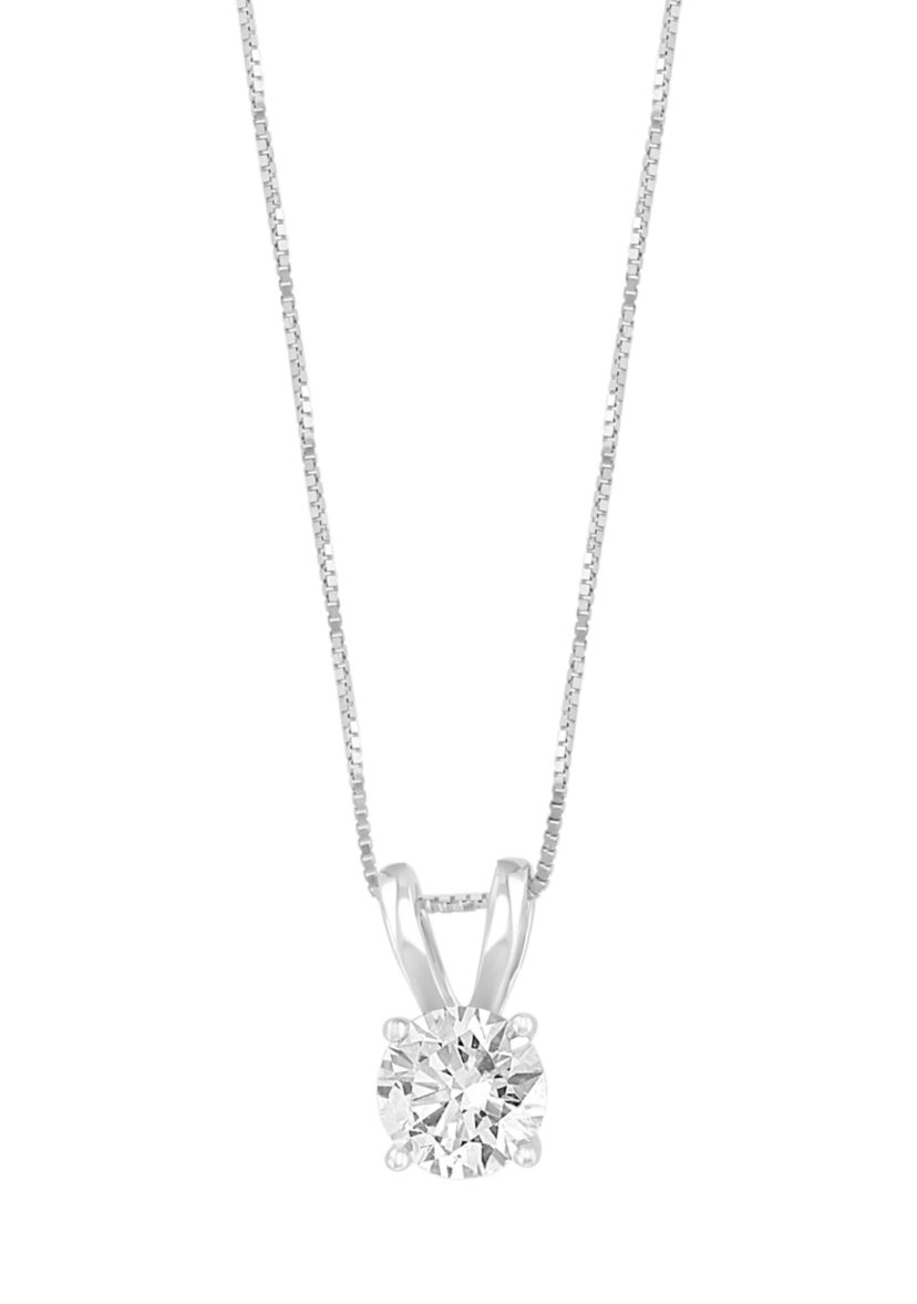 14K White Gold Lab Grown Diamond Pendant (with 1/2 ct. t.w. Center Size)