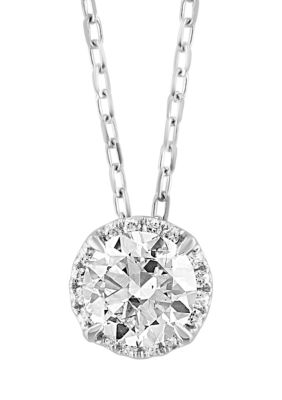 Effy 3/4 Ct. T.w. Lab Created Diamond Halo Pendant Necklace In 14K White Gold