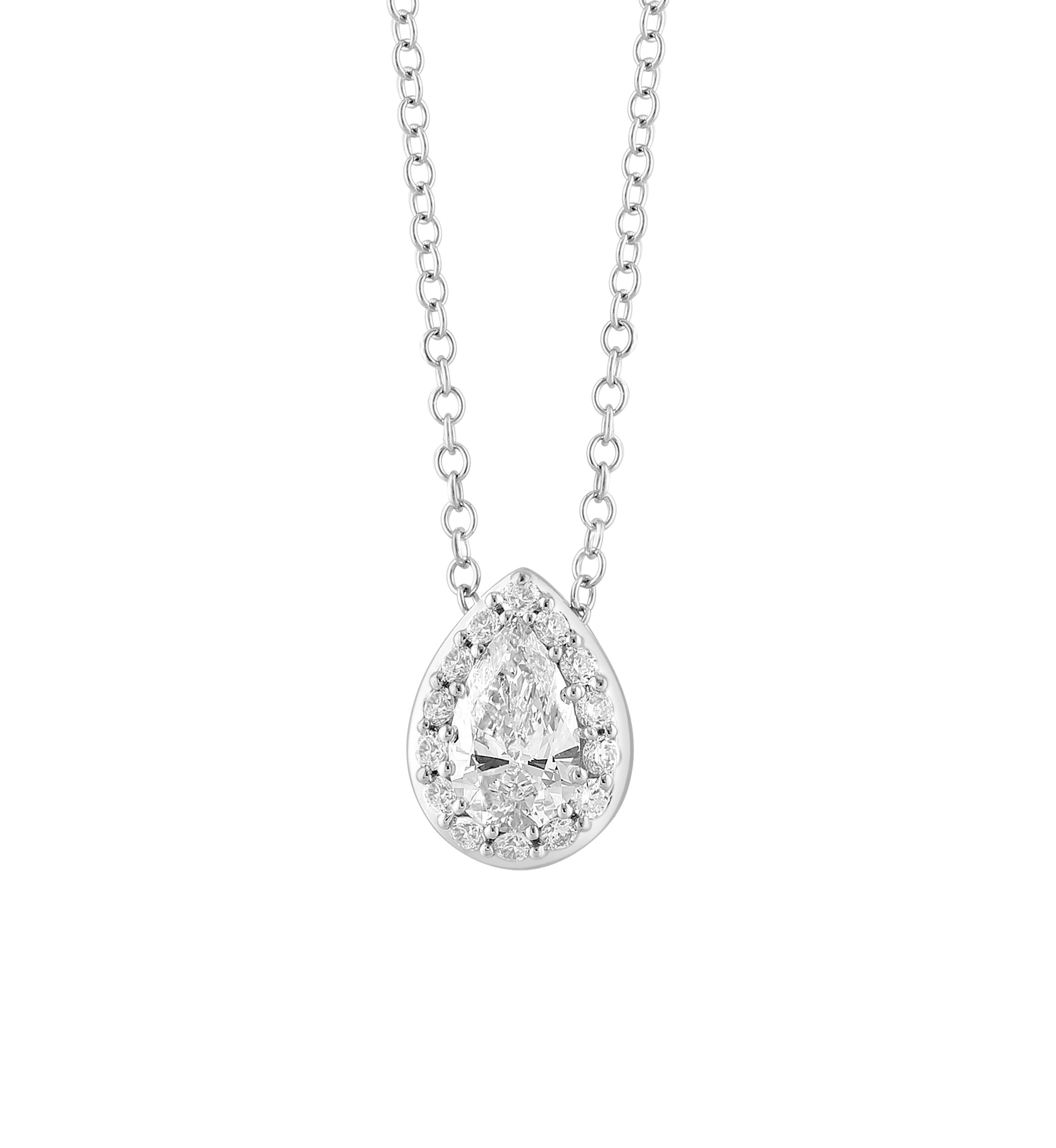   14K White Gold Lab Grown Diamond Pendant Necklace 