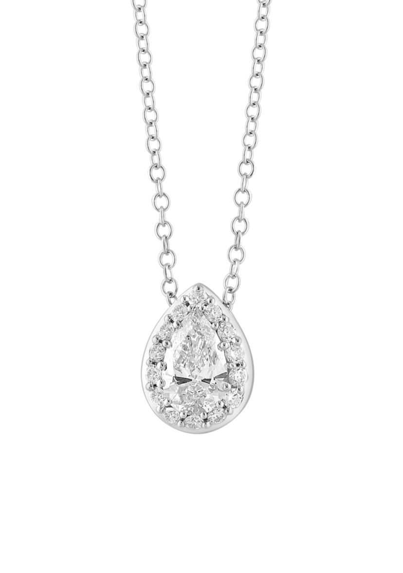   14K White Gold Lab Grown Diamond Pendant Necklace 
