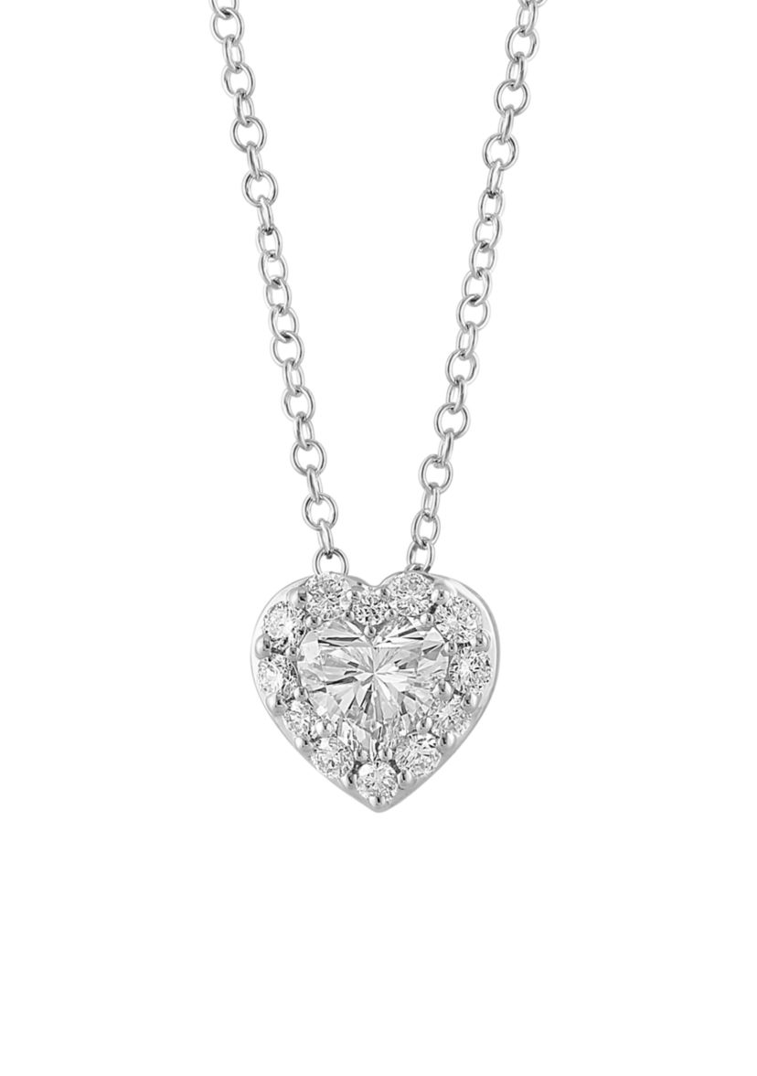 	 14K White Gold Lab Grown Diamond Pendant Necklace 