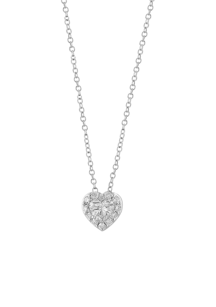 	 14K White Gold Lab Grown Diamond Pendant Necklace 