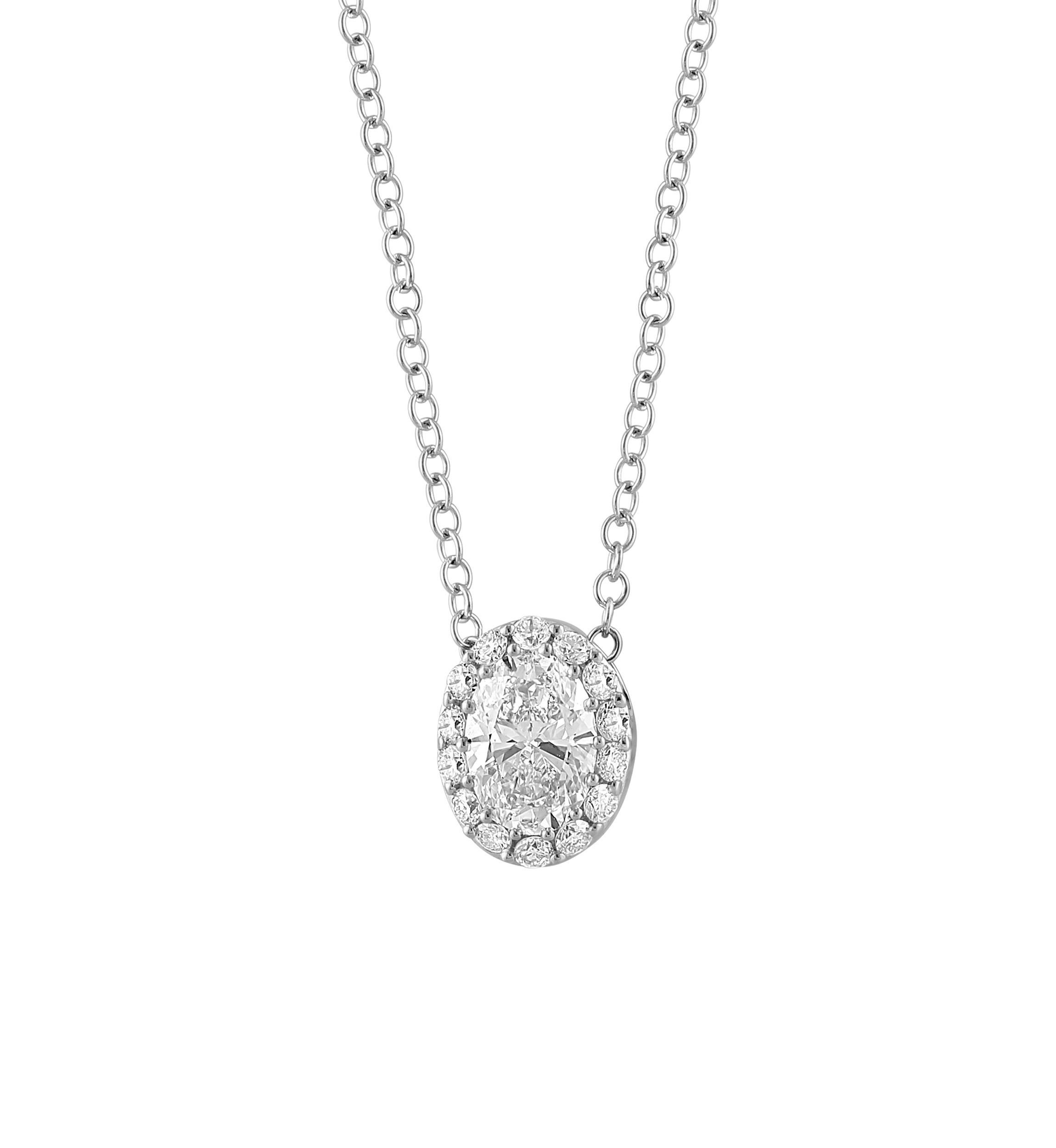 14K White Gold Lab Grown Diamond Pendant Necklace