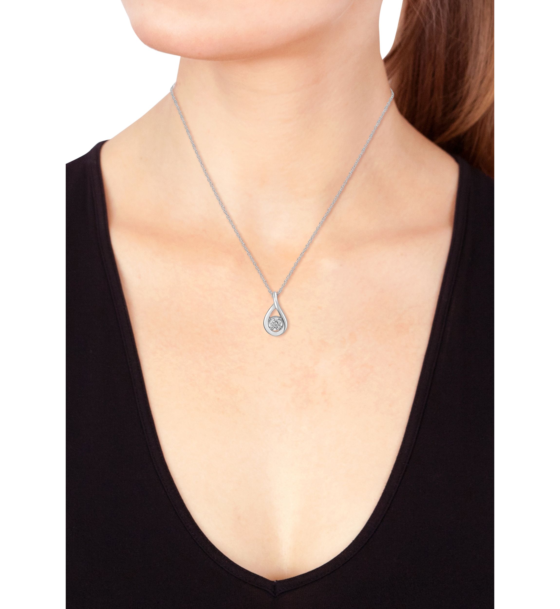  Sterling Silver Lab Grown Diamond Pendant Necklace