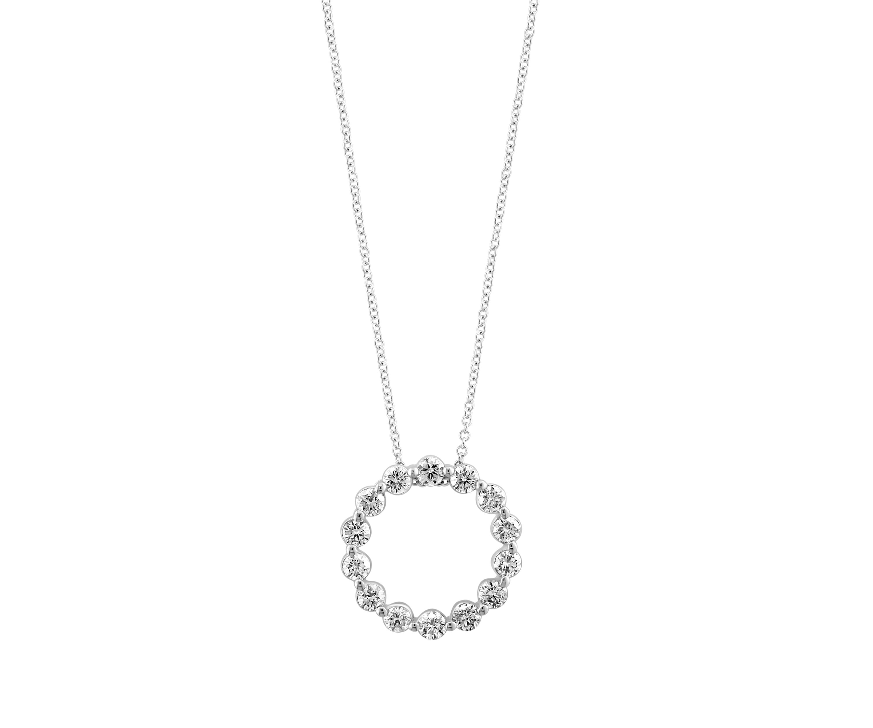 1.45 ct. t.w. Lab Grown Diamonds Circle Pendant Necklace in 14K White Gold