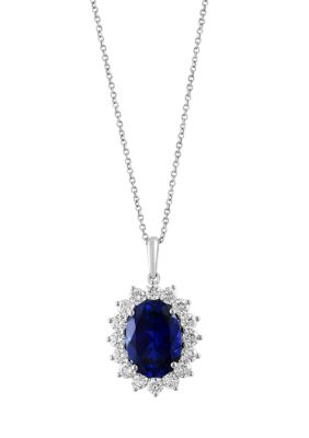 Effy 1.41 ct. t.w. Lab Created Diamond, 7.6 ct. t.w. Lab Created Sapphire Pendant Necklace in 14K White Gold -  5400452YCAHR60H33