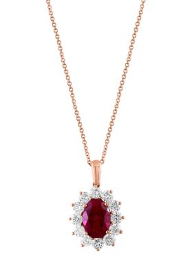 Effy 1.76 ct. t.w. Lab Created Diamond, 3.8 ct. t.w. Lab Created Ruby Pendant Necklace -  5400452YCAHS10H26