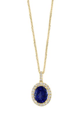 Effy 1/3 ct. t.w. Lab Created Diamond, 2.47 ct. t.w. Lab Created Sapphire Pendant Necklace in 14K Yellow Gold -  5400452YCAIF03H34