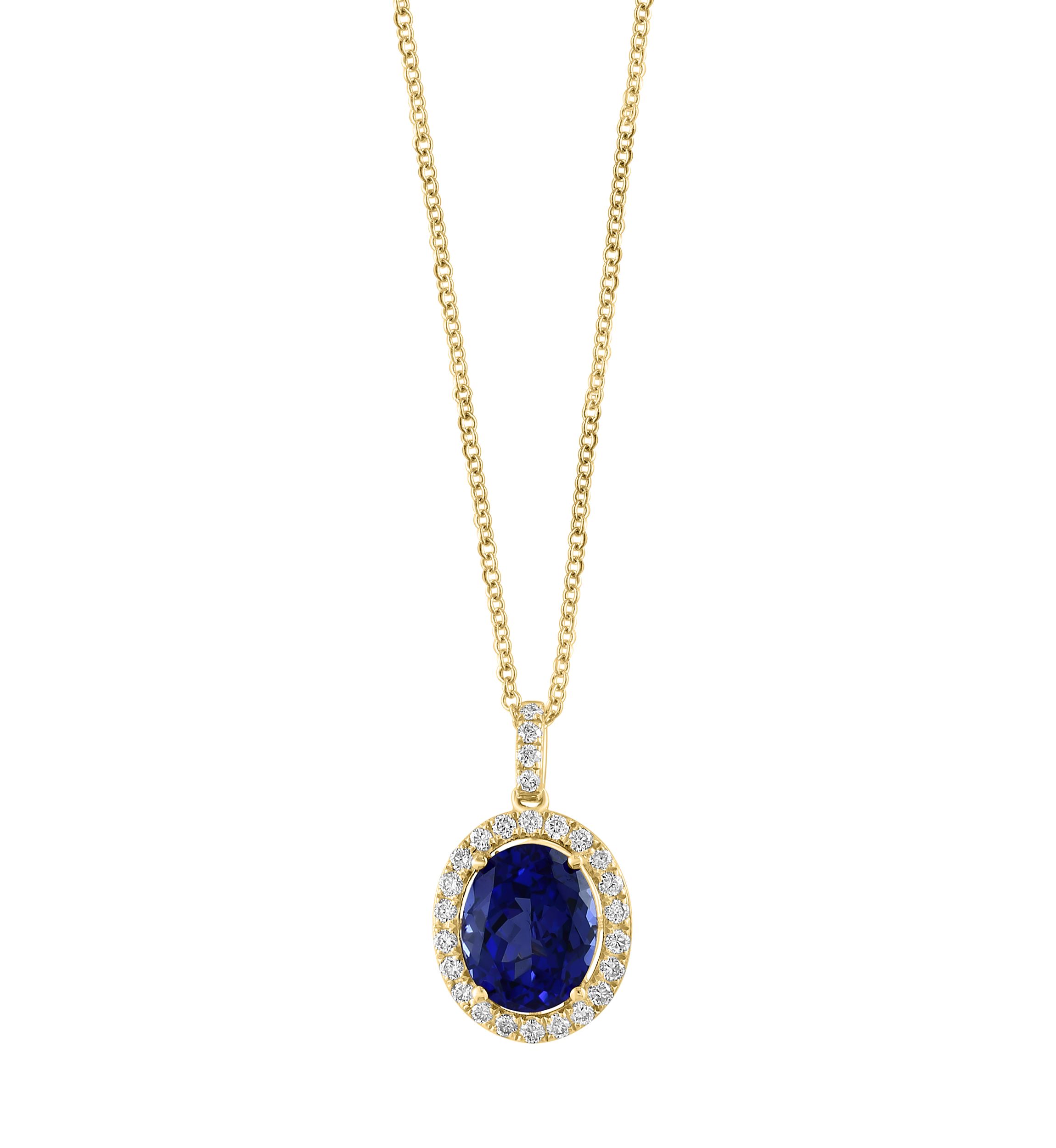 1/3 ct. t.w. Lab Created Diamond, 2.47 ct. t.w. Lab Created Sapphire Pendant Necklace in 14K Yellow Gold