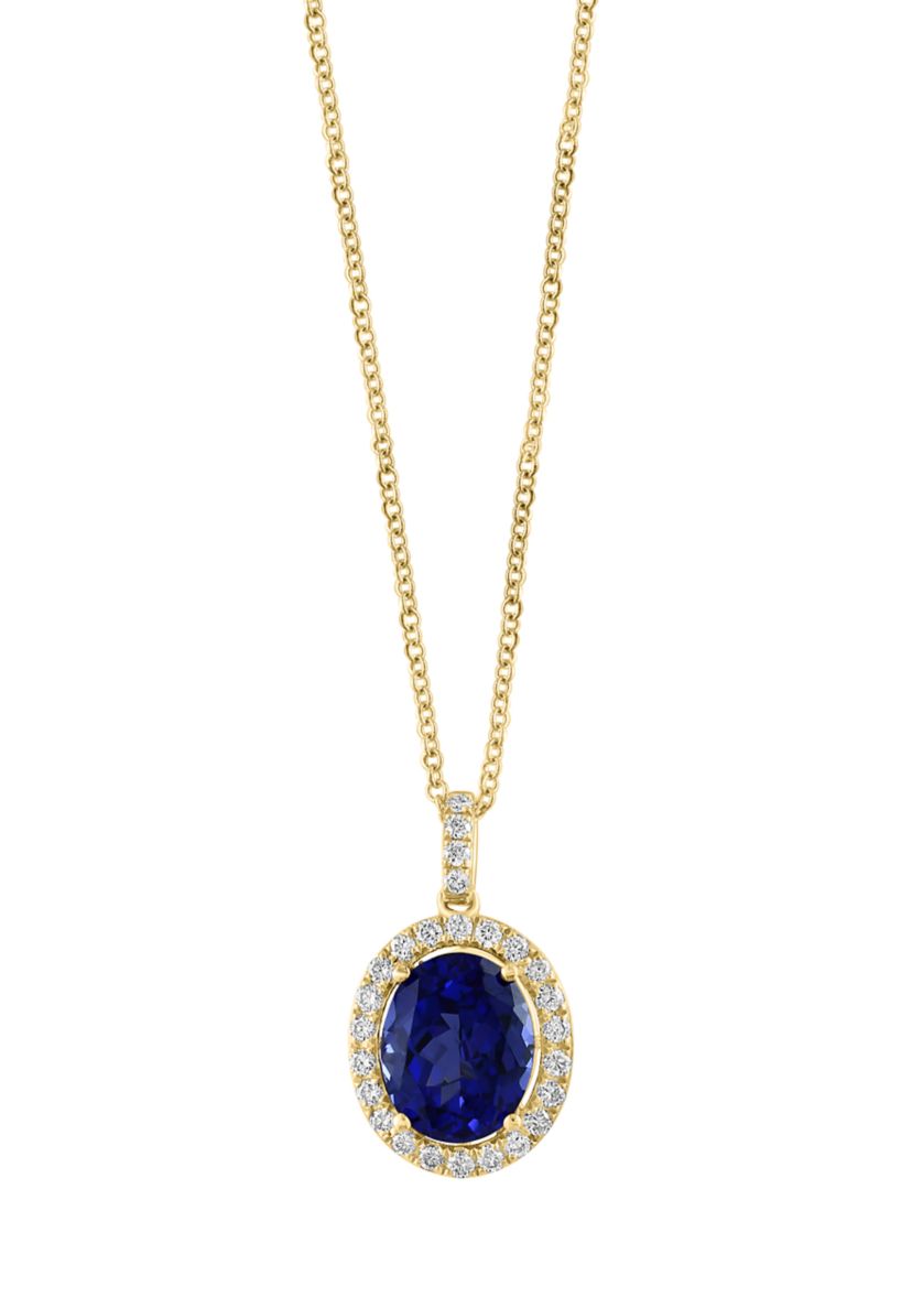1/3 ct. t.w. Lab Created Diamond, 2.47 ct. t.w. Lab Created Sapphire Pendant Necklace in 14K Yellow Gold