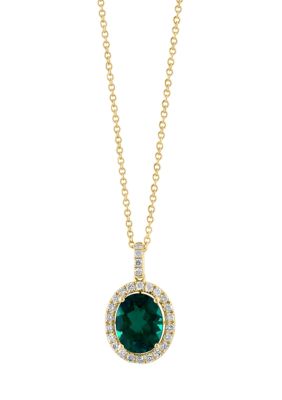 Effy 1/3 ct. t.w. Lab Grown Diamond, 2.47 ct. t.w. Lab Grown Emerald Pendant Necklace in 14K Yellow Gold -  5400452YCAIF03H44