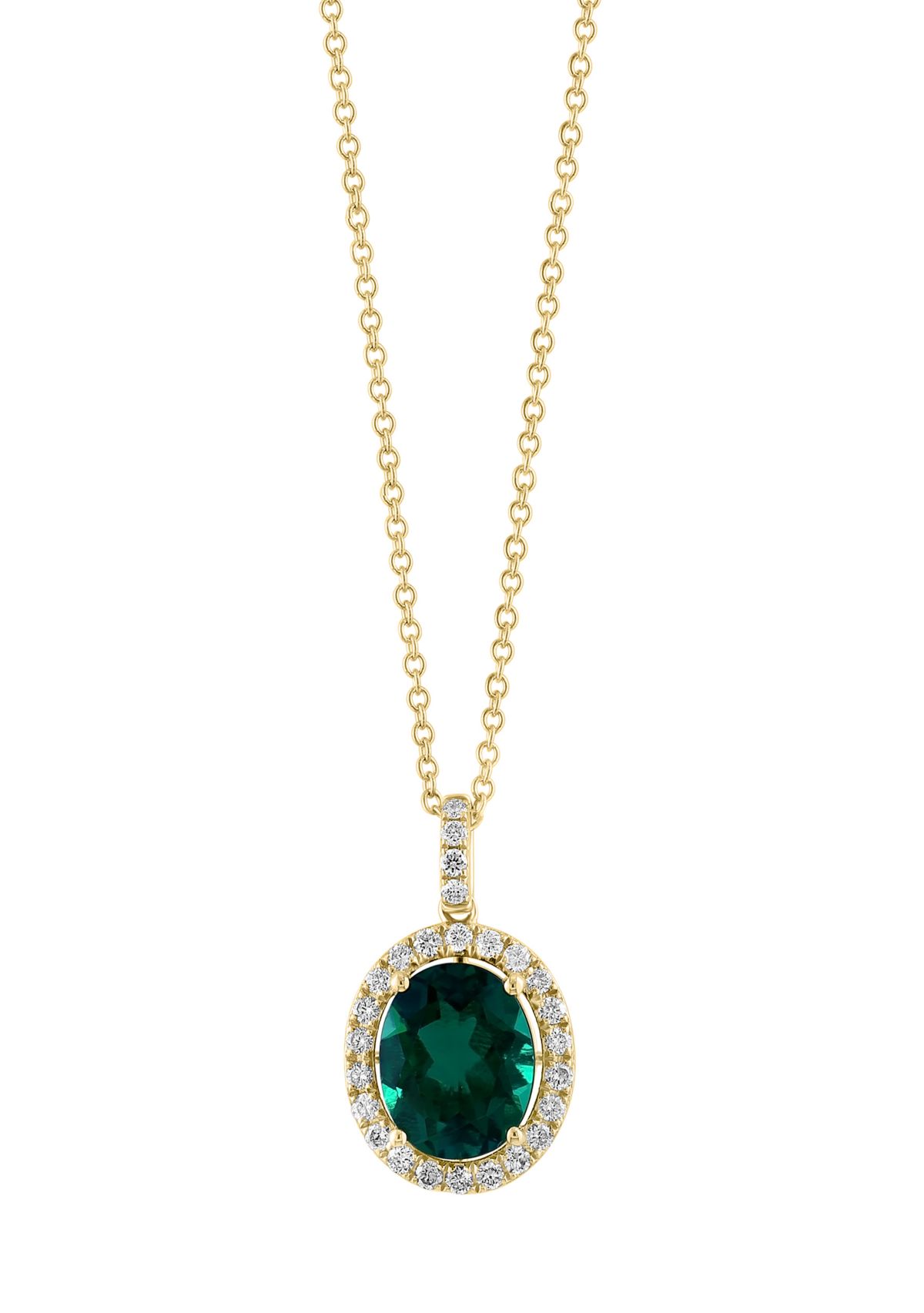1/3 ct. t.w. Lab Grown Diamond, 2.47 ct. t.w. Lab Grown Emerald Pendant Necklace in 14K Yellow Gold