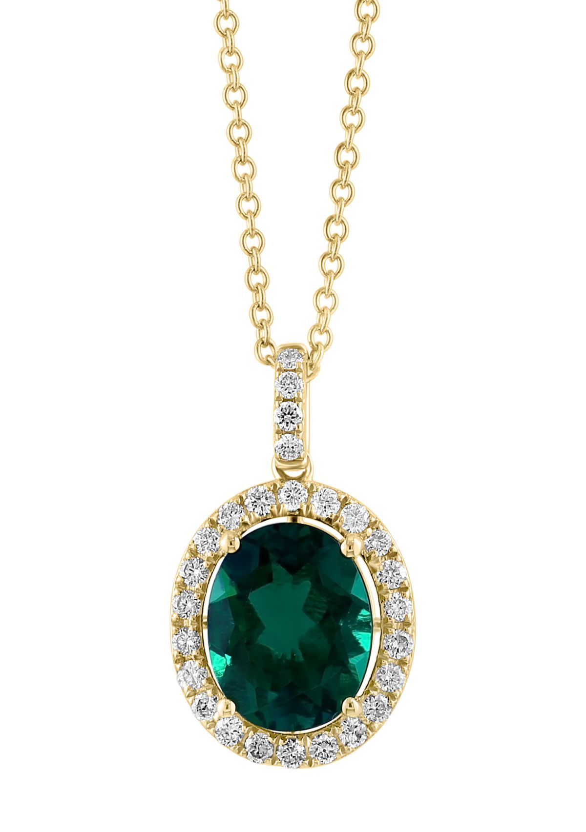 1/3 ct. t.w. Lab Grown Diamond, 2.47 ct. t.w. Lab Grown Emerald Pendant Necklace in 14K Yellow Gold