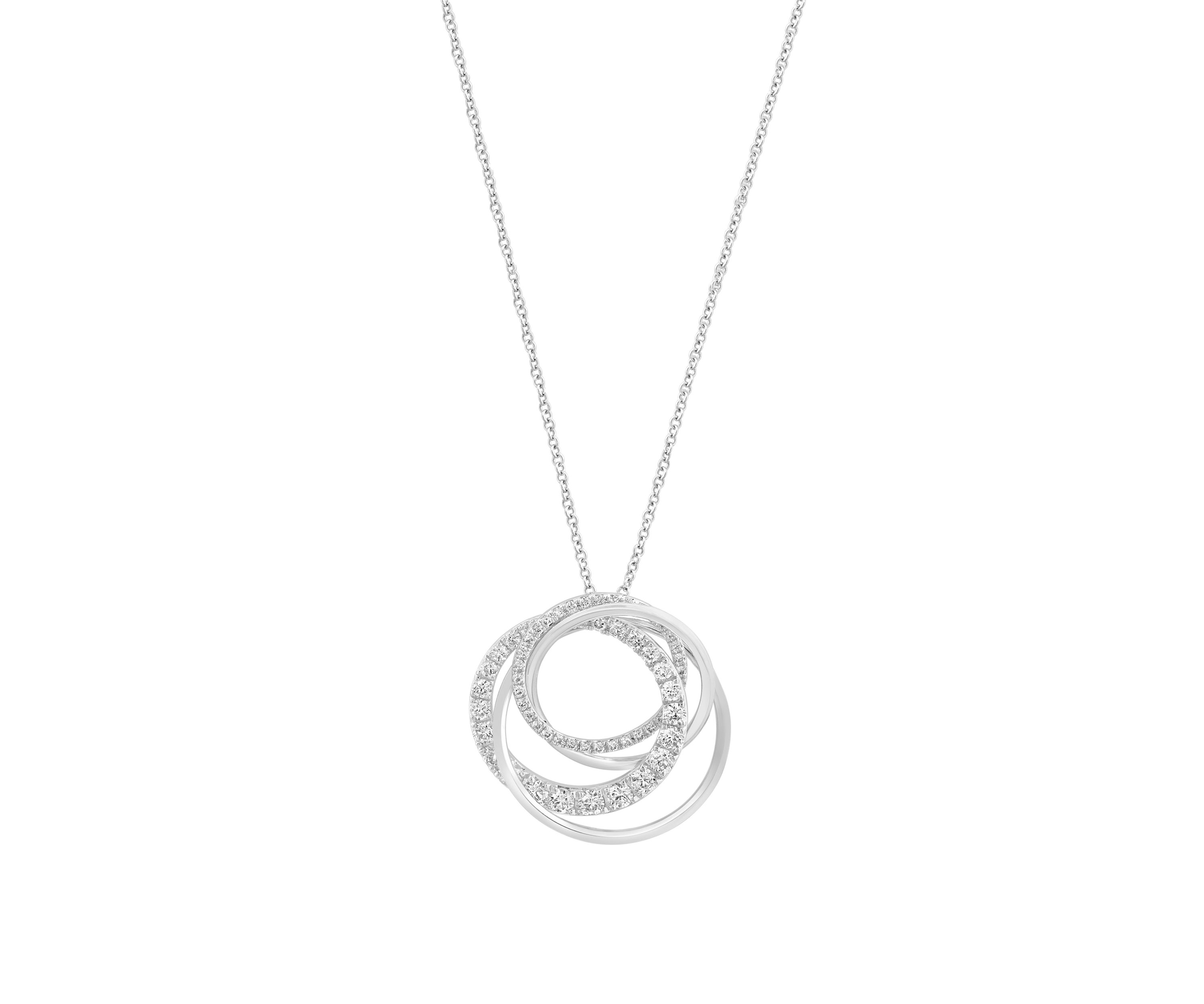 Lab Grown Diamond Circle Pendant Necklace in 14K White Gold