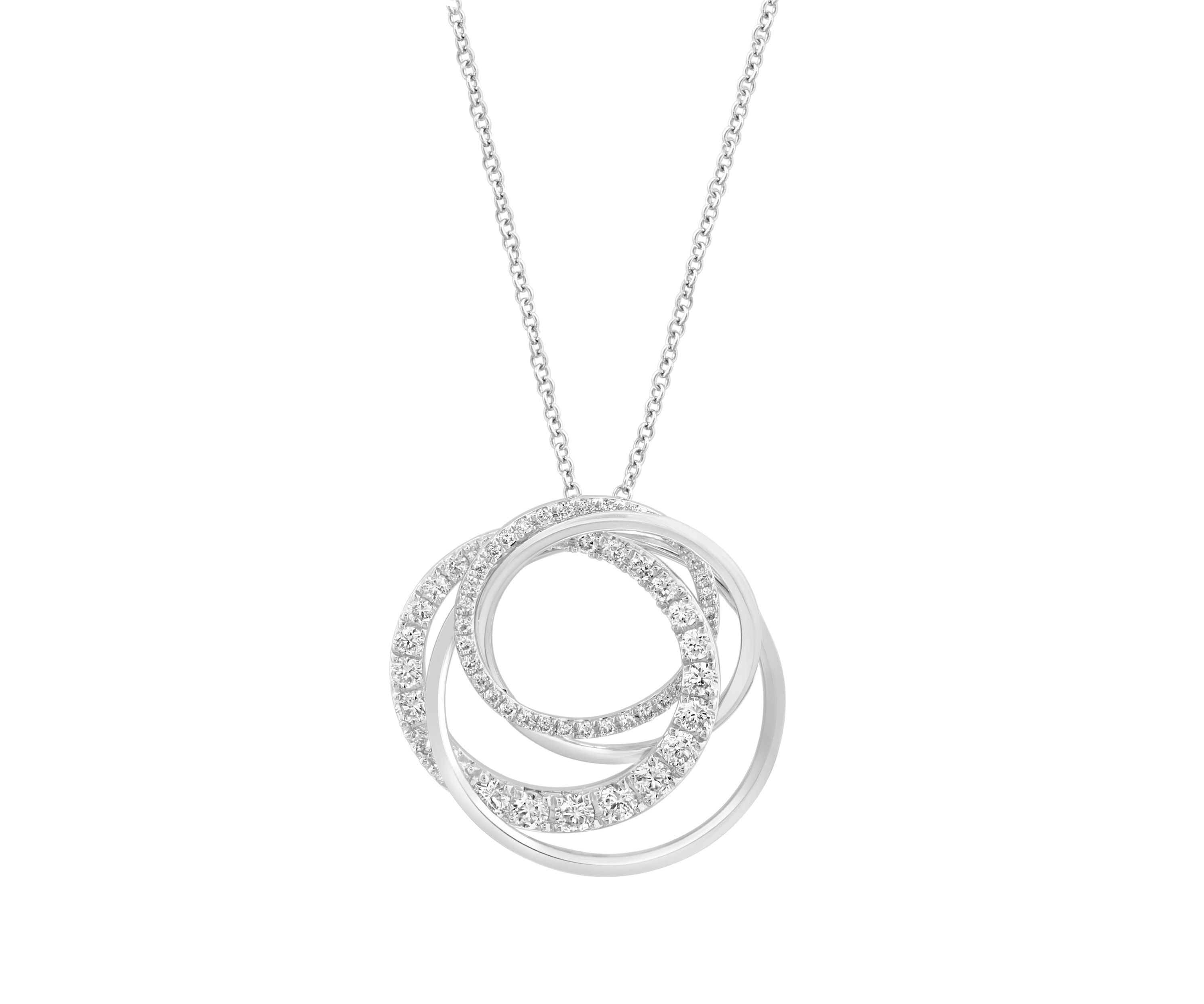 Lab Grown Diamond Circle Pendant Necklace in 14K White Gold