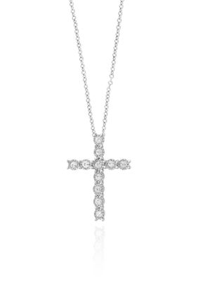 Effy 925 Sterling Silver Diamond Cross Pendant, 0.24 TCW