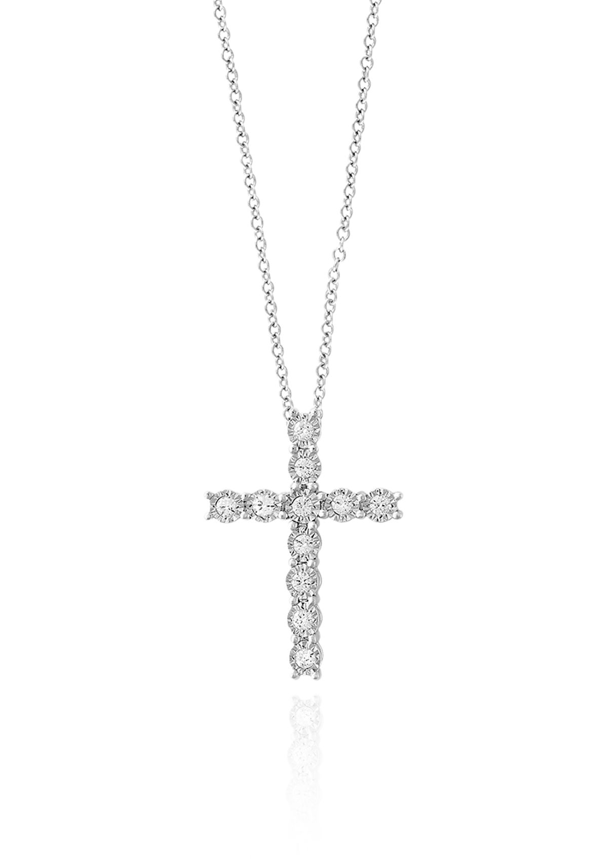0.24-ct. t.w. Diamond Cross Pendant in Sterling Silver