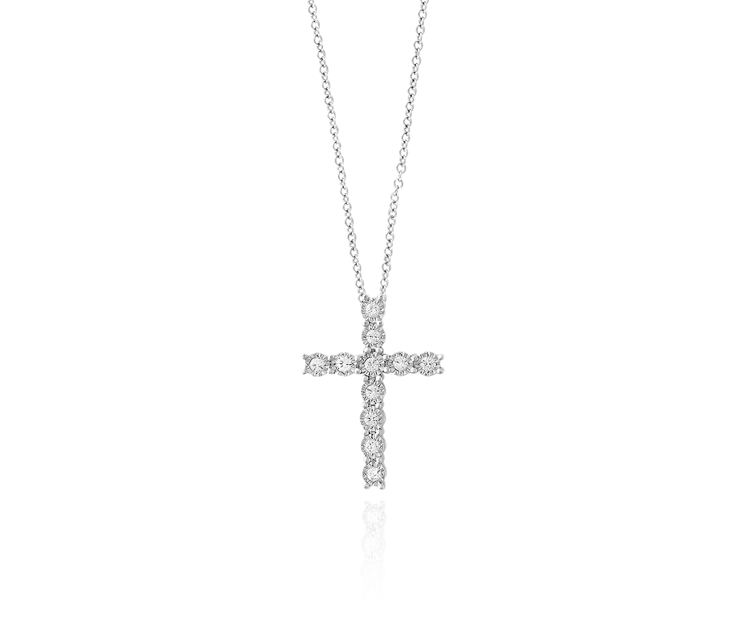 0.24-ct. t.w. Diamond Cross Pendant in Sterling Silver