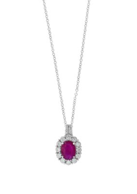 Effy 1.90 Ct. T.w. Ruby And 1/4 Ct. T.w. Diamond Pendant Necklace In 14K White Gold