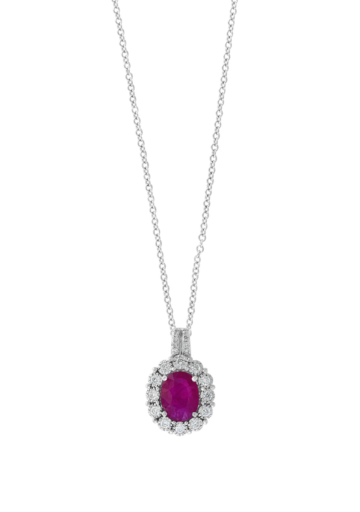 1.90 ct. t.w. Ruby and 1/4 ct. t.w. Diamond Pendant Necklace in 14k White Gold