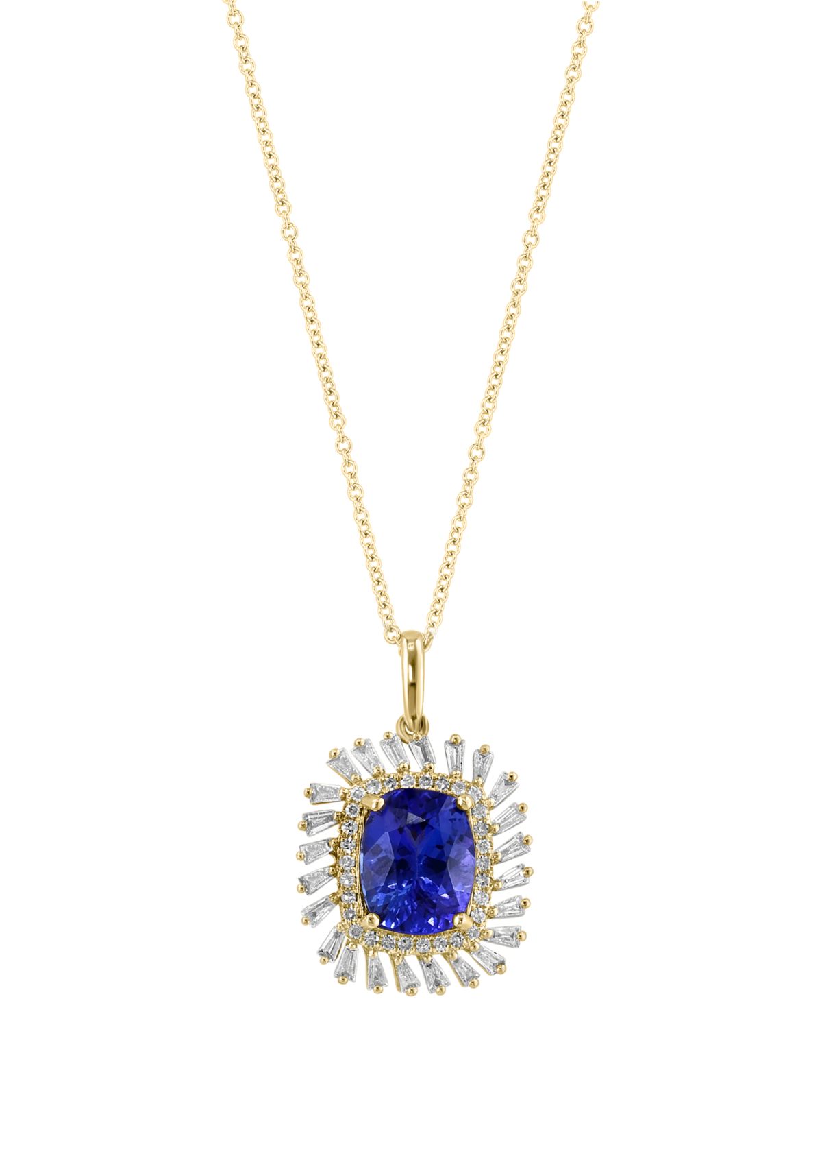   14K Yellow Gold Diamond Tanzanite Pendant Necklace 