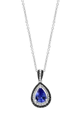 Effy 1/4 Ct. T.w. Diamond And 1 Ct. T.w. Tanzanite Pendant Necklace In 14K White Gold, 16 In -  0191120248844