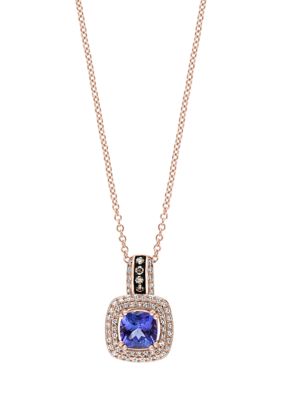 Effy 1/4 Ct. T.w. Diamond And 1 Ct. T.w. Tanzanite Pendant Necklace In 14K Rose Gold