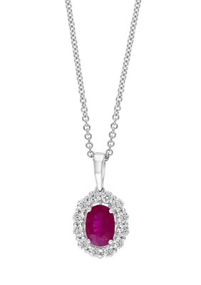 Effy 1/2 Ct. T.w. Diamond And 1 Ct. T.w. Ruby Pendant Necklace In 14K White Gold
