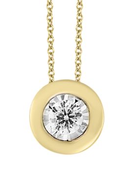 Effy 1/5 Ct. T.w. Diamond Bezel Illusion Pendant Necklace In 14K Yellow Gold, 18 In -  0191120139456