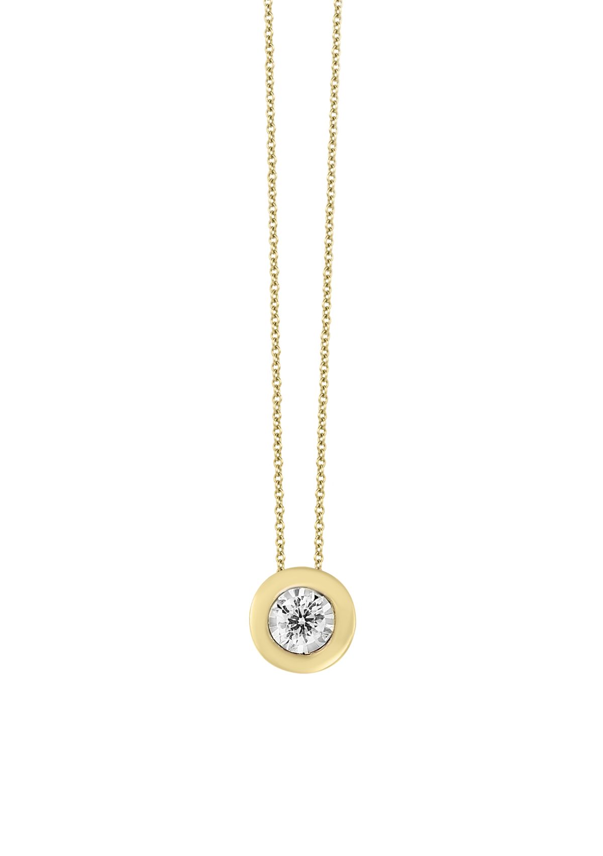 1/5 ct. t.w. Diamond Bezel Illusion Pendant Necklace in 14K Yellow Gold