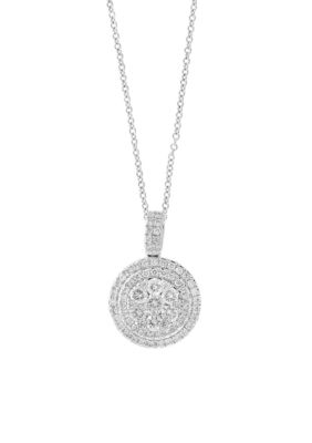 Effy 14K White Gold Diamond Cluster Pendant Necklace