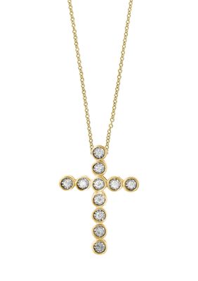 Effy 14K White And Yellow Gold 1/5 Ct. T.w. Diamond Cross Necklace