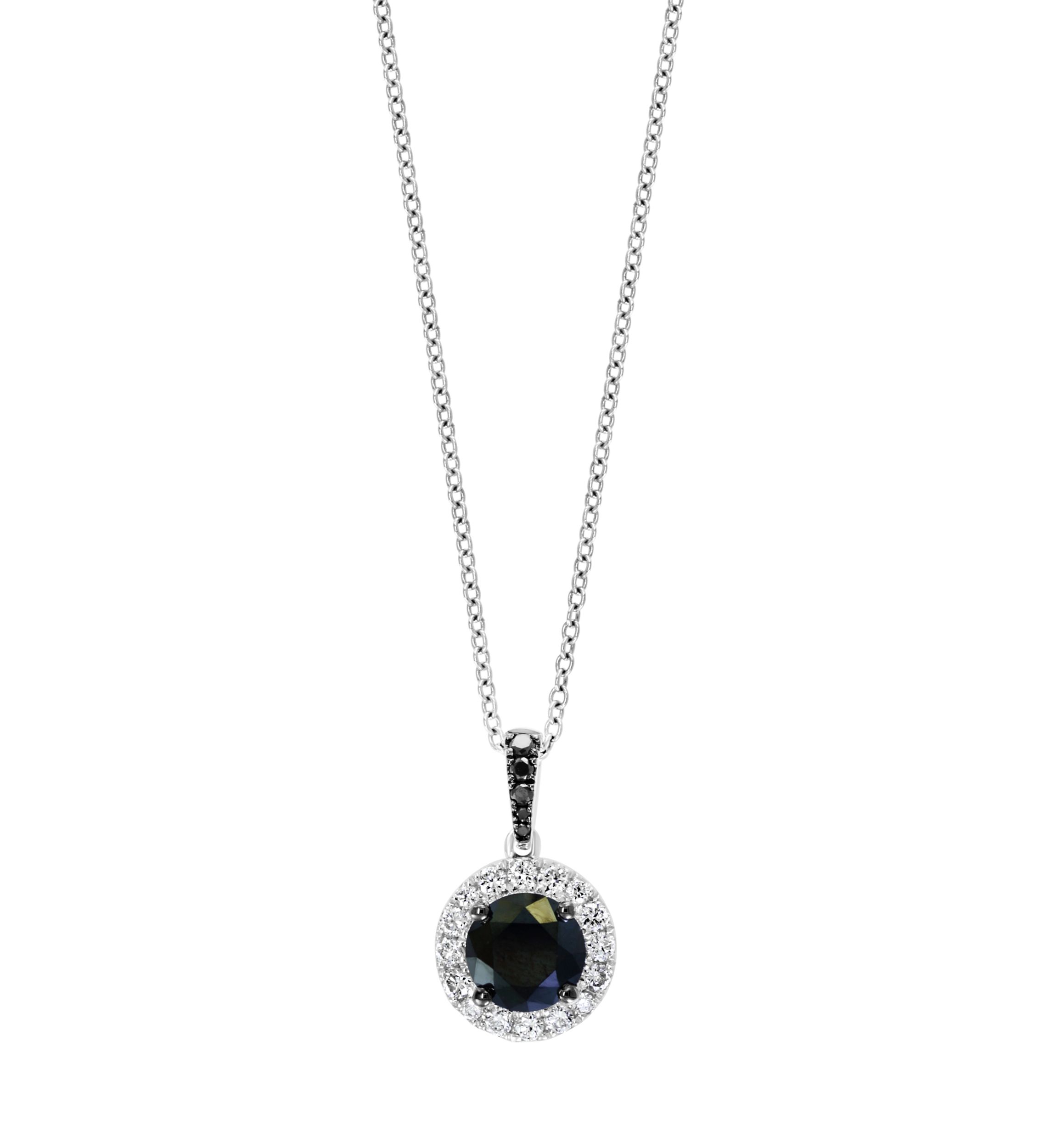 14K White Gold 1.25 ct. t.w. White and Black Diamond Pendant Necklace