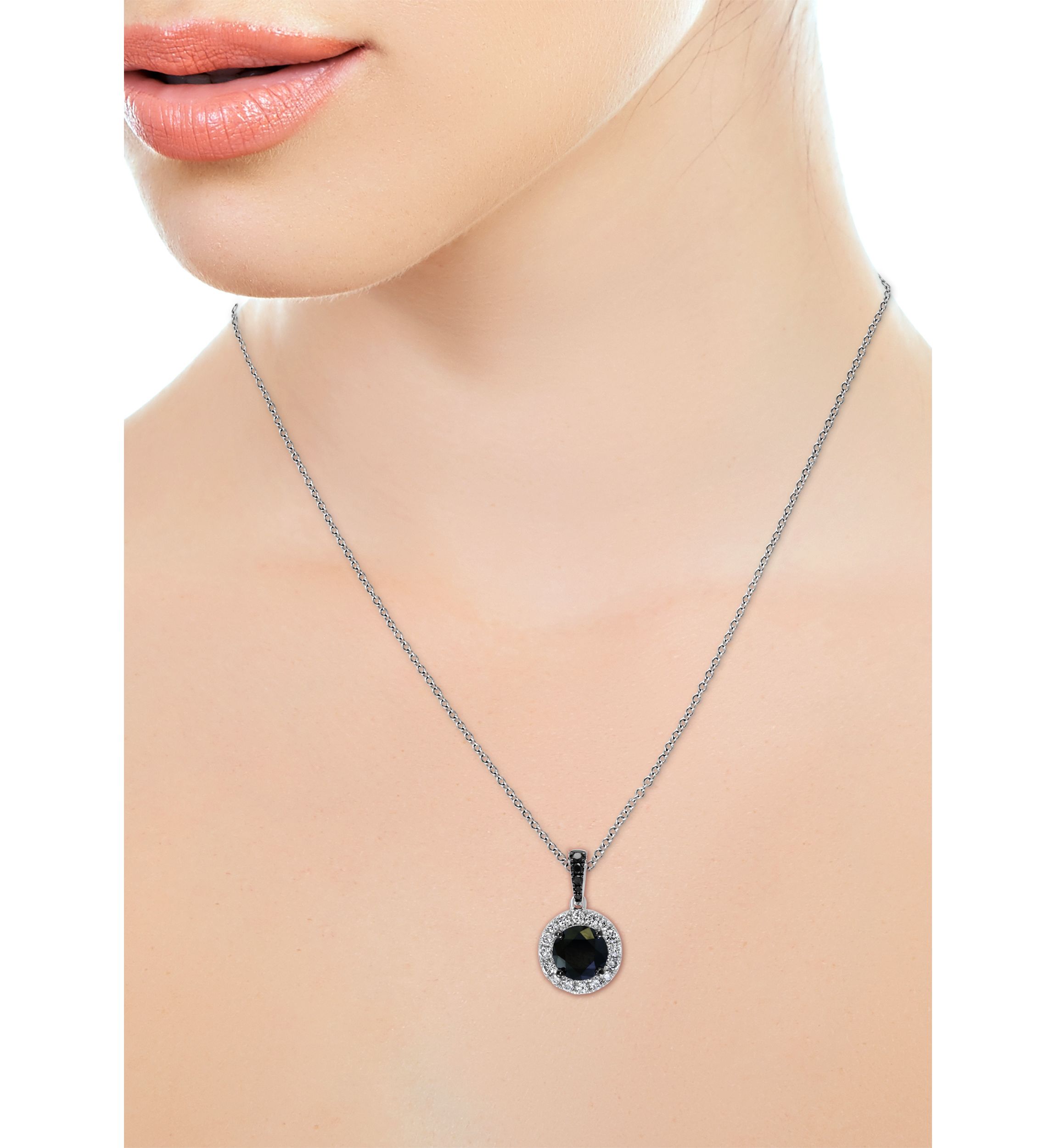 14K White Gold 1.25 ct. t.w. White and Black Diamond Pendant Necklace