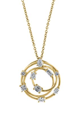 Effy 5/8 Ct. T.w. Diamond Circle Pendant Necklace In 14K Yellow Gold