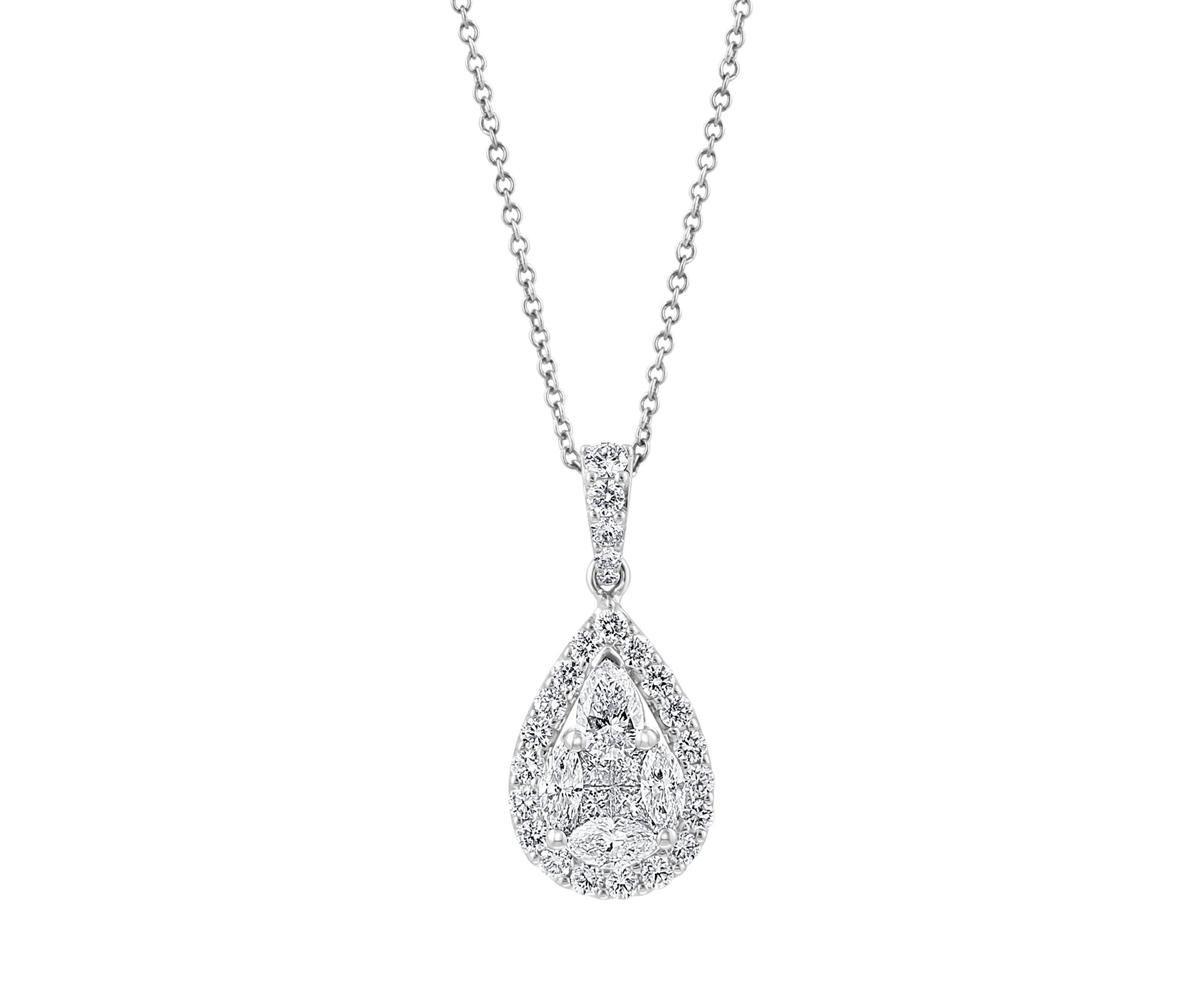14K White Gold Pendant Necklace 