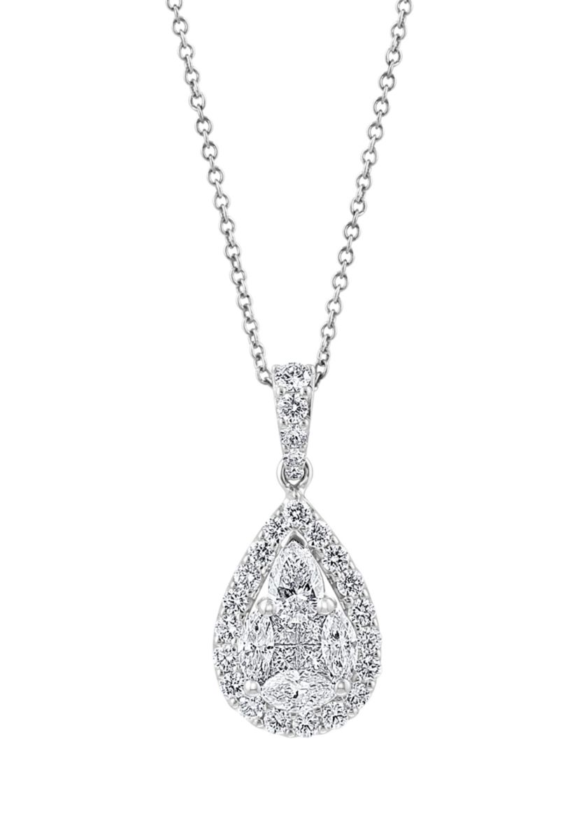 14K White Gold Pendant Necklace 