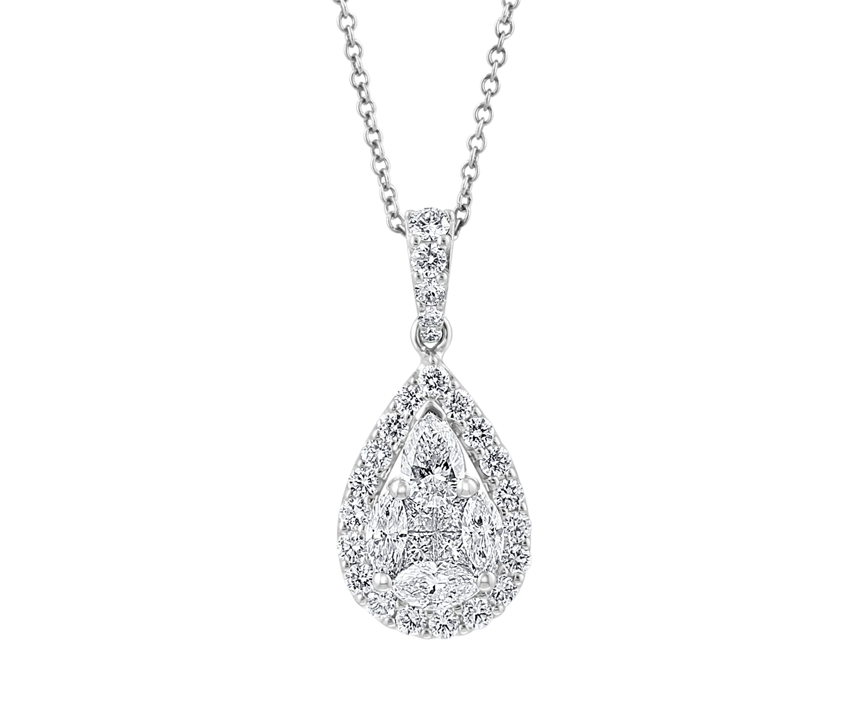 14K White Gold Pendant Necklace 