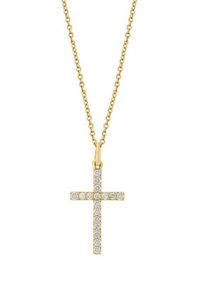 Effy 1/4 Ct. T.w. Diamond Cross Necklace In 14K Yellow Gold, 16 In -  0191120791425
