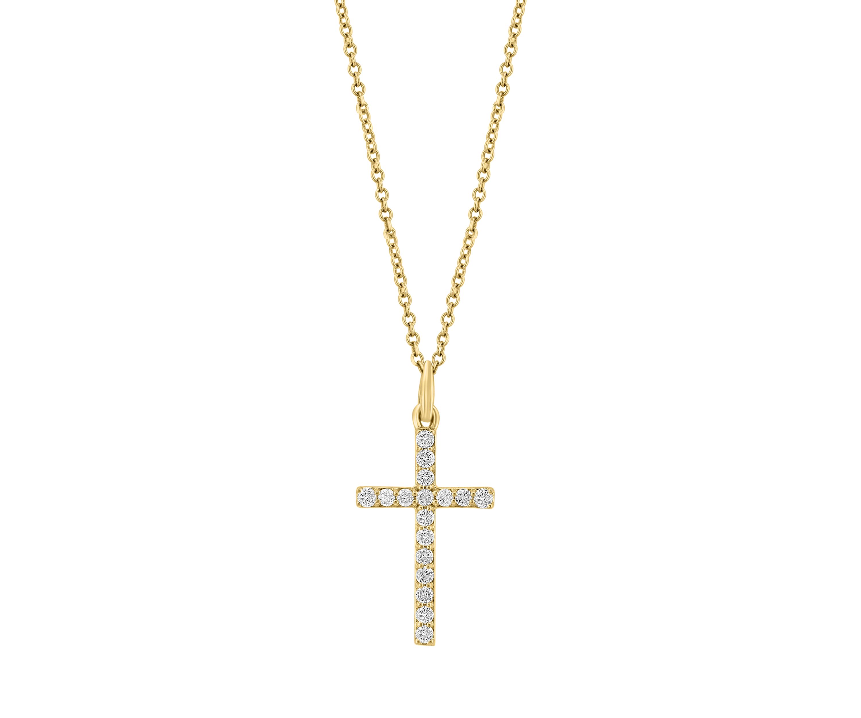 1/4 ct. t.w. Diamond Cross Necklace in 14K Yellow Gold