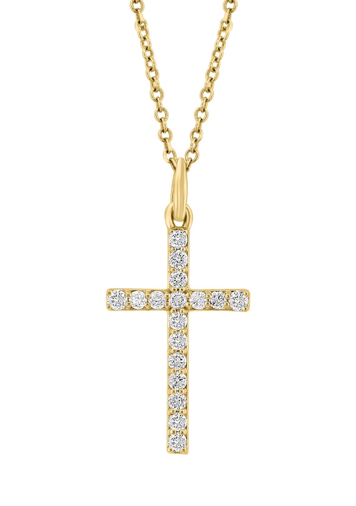 1/4 ct. t.w. Diamond Cross Necklace in 14K Yellow Gold