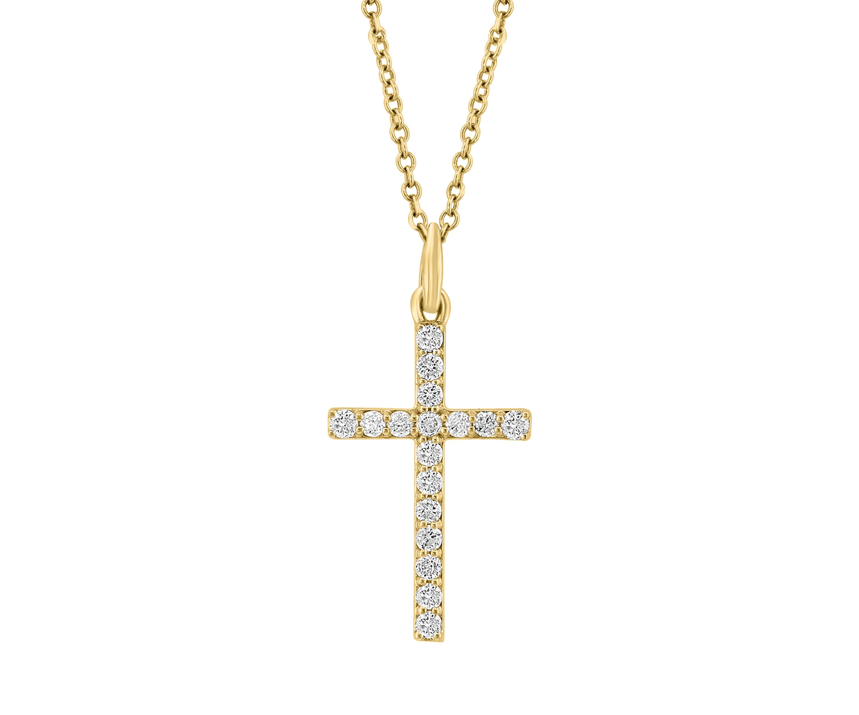 1/4 ct. t.w. Diamond Cross Necklace in 14K Yellow Gold