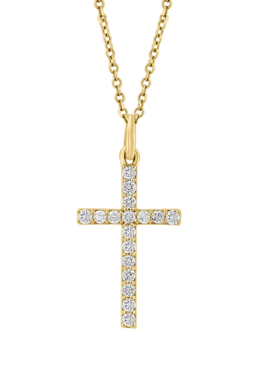 1/4 ct. t.w. Diamond Cross Necklace in 14K Yellow Gold