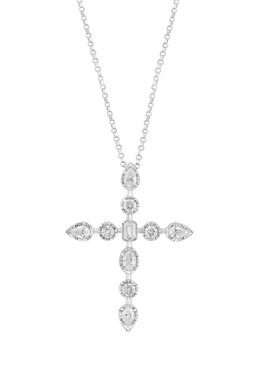 5/8 ct. t.w. Diamond Cross Necklace in 14K White Gold