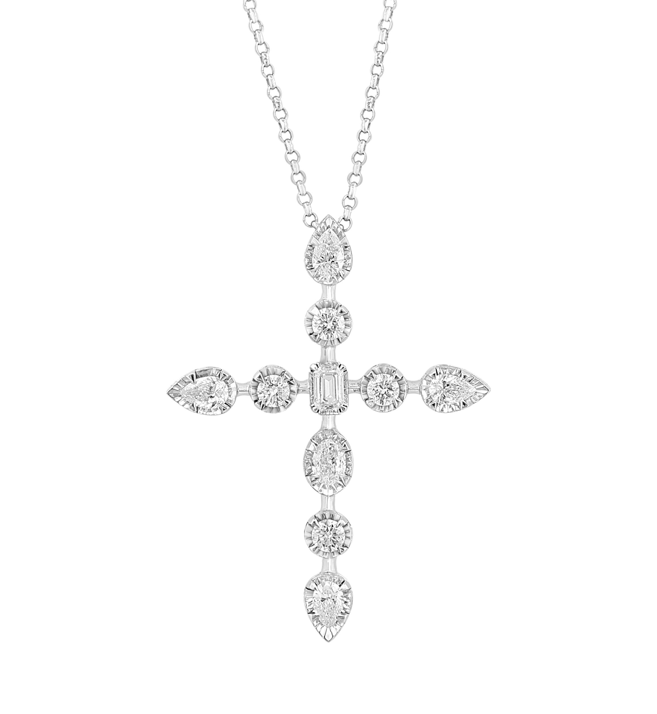 5/8 ct. t.w. Diamond Cross Necklace in 14K White Gold