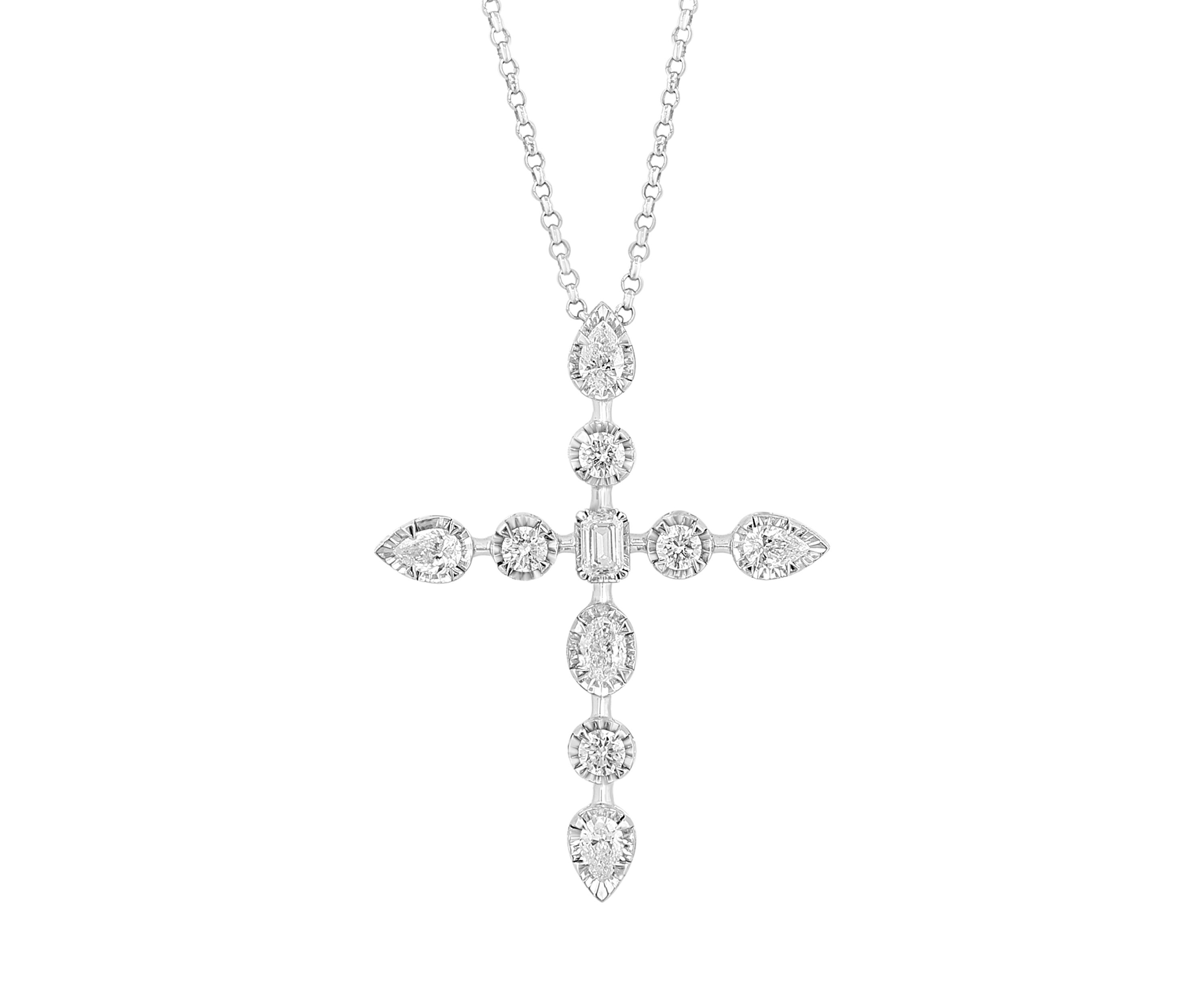 5/8 ct. t.w. Diamond Cross Necklace in 14K White Gold