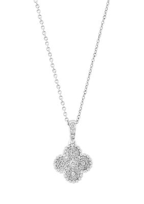 Effy 1/4 Ct. T.w. Diamond Clover Pendant Necklace In Sterling Silver