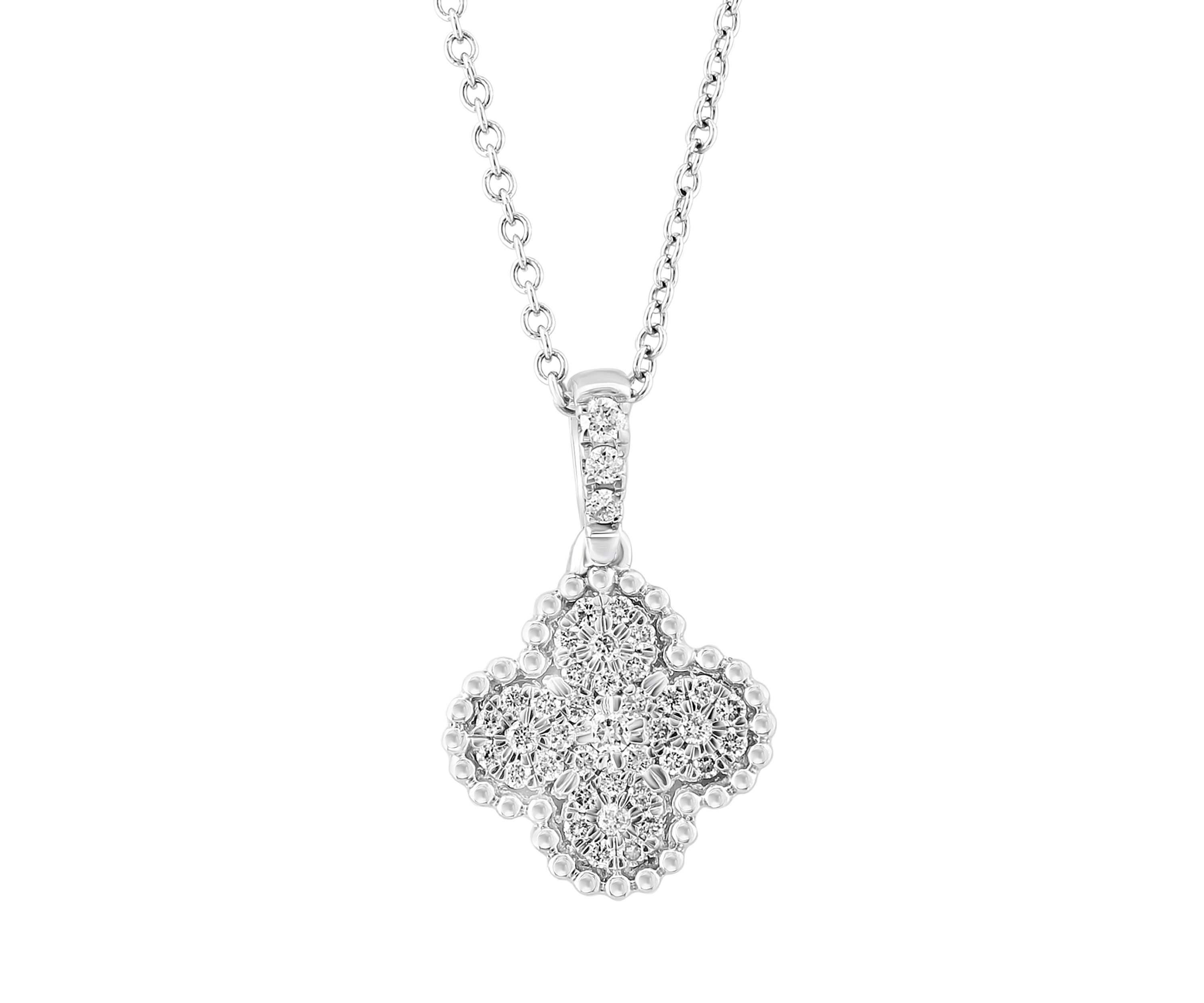 1/4 ct. t.w. Diamond Clover Pendant Necklace in Sterling Silver