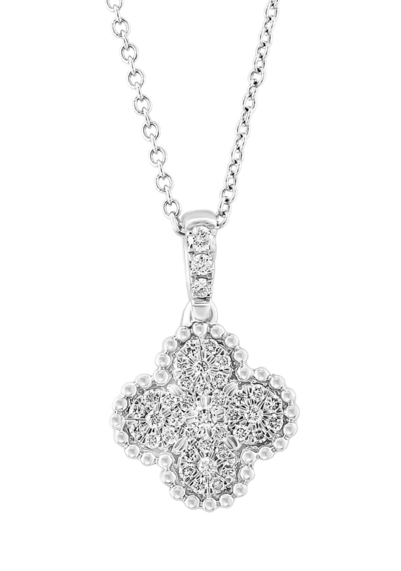 1/4 ct. t.w. Diamond Clover Pendant Necklace in Sterling Silver